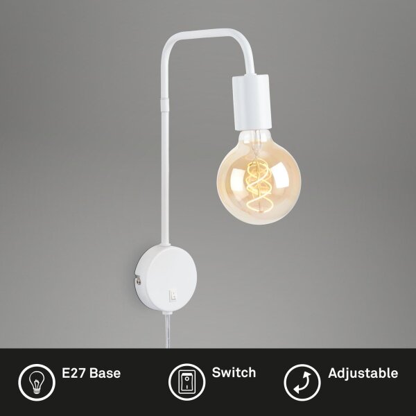 LED Wandleuchte Bettlampe, Weiß, 10 Watt, 19 x 8 x 33,5 cm – Briloner