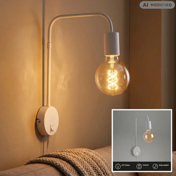 Wandleuchte Bettlampe, Weiß, 10 Watt, E27-Fassung, 19 x 8 x 33,5 cm – Briloner