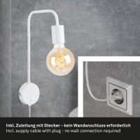 B-Kartonage Wandleuchte Briloner Leseleuchte Wei&szlig; Bettlampe Wandlampe mit Steckerzuleitung