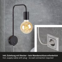Wandlampe Bettlampe, Schwarz, 10 Watt, E27-Fassung, 19 x 8 x 33,5 cm – Briloner