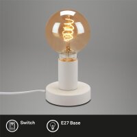 Tischlampe Tischleuchte mit E27-Fassung und Kabelschalter, Weiß, 10 Watt – Briloner