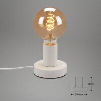 Tischleuchte mit E27-Fassung und Kabelschalter, Weiß, 10 Watt (exkl.), Ø 10 cm – Briloner
