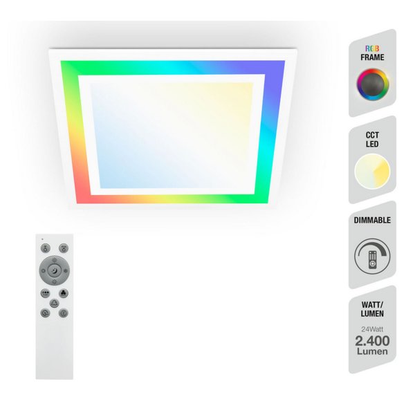 Deckenleuchte Telefunken LED 24W Panel Dimmbar RGB CCT Fernbedienung Deckenlampe Eckig Weiß