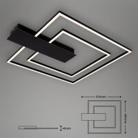 LED Deckenleuchte, Schwarz, 25 Watt, 3000K, dimmbar, 57 x 48 x 4 cm – Briloner