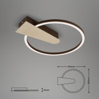 Deckenleuchte Briloner Nico LED 12W 34CM Deckenlampe Dimmbar Rund 3000K Gold-Braun