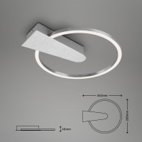 B-Kartonage Deckenleuchte Briloner Frame LED 12W &Oslash; 29,5CM Deckenlampe Dimmbar 3000K Alu-Chrom