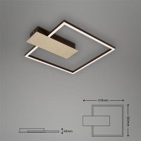 B-Kartonage Deckenleuchte Briloner Frame Nico LED 12W 37,5CM Deckenlampe Dimmbar 3000K Gold-Braun