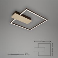 LED Deckenleuchte Nico, Gold-Braun, 12 Watt, 3000K, dimmbar, 37,5 x 32 x 4 cm – Briloner