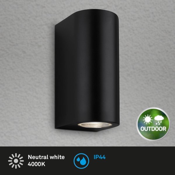 Briloner Außenleuchte 9,4W GU10 LED Außenwandlampe UP&Down Neutralweiß IP44 Schwarz