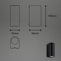 Briloner Brilo Outdoor Außenwandleuchte 9,4W GU10 Up & Down IP44 Schwarz