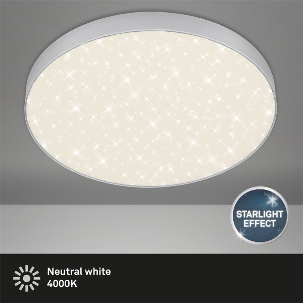 Briloner STERNENHIMMEL LED-Deckenleuchte Ø 38,7 cm – 24,5 W – 4000 K – Silber