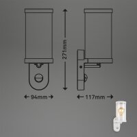 Briloner Außenleuchte Bewegungssensor E27-Fassung Wandleuchte IP44 Weiß