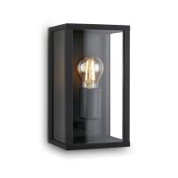 Außenleuchte Briloner Wandlampe E27 Fassung Schwarz Wandleuchte IP44 Metall / Glas