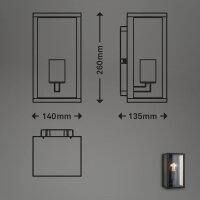 Außenleuchte Briloner Wandlampe E27 Fassung Schwarz Wandleuchte IP44 Metall / Glas
