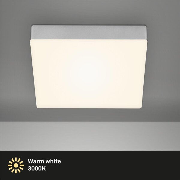 LED Deckenleuchte Rahmenlose, Silber, 16 Watt, 1600lm, 3000K, 21,2 x 21,2 x 3,6 cm – Briloner