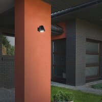 Briloner Außenwandleuchte GU10 4,9W 460lm IP44 Glas Metall Schwarz
