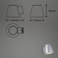 Außenleuchte Briloner Wandleuchte LED GU10 4,9W Außenlampe silber