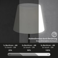 Akku Tischleuchte Briloner LED 3W Ø 14,5CM Tischlampe Außen IP44 Dimmbar Touch Außentischleuchte 4000K Schwarz