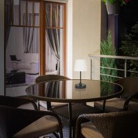 Akku Tischleuchte Briloner LED 3W Ø 14,5CM Tischlampe Außen IP44 Dimmbar Touch Außentischleuchte 4000K Schwarz