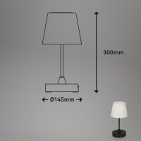Akku Tischleuchte Briloner LED 3W Ø 14,5CM Tischlampe Außen IP44 Dimmbar Touch Außentischleuchte 4000K Schwarz