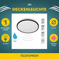 LED Deckenleuchte Sternenhimmel Sensor, Schwarz, 16 Watt, Sternenhimmel-Effekt – Telefunken