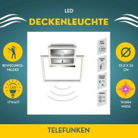 LED Deckenlampe Frame, Chrom / Alu, 17 Watt, 3000K, schwenkbar, 35,8 x 26 x 7,6 cm – Telefunken