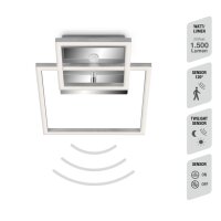 LED Deckenlampe Frame, Chrom / Alu, 17 Watt, 3000K, schwenkbar, 35,8 x 26 x 7,6 cm – Telefunken
