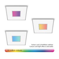 Deckenleuchte Telefunken LED 38W Panel Dimmbar CCT Mittellicht RGB Deckenlampe Fernbedienung Eckig Silber