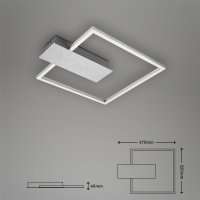 B-Kartonage Deckenleuchte Briloner LED 12W Alu-Chrom Deckenlampe 3Stufen dimmbar