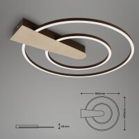 LED Deckenleuchte Nico Duo, Gold-Eloxiert / Braun, 25 Watt, dimmbar – Briloner