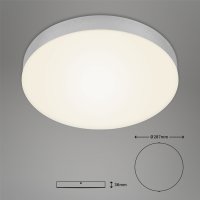 B-Kartonage Deckenleuchte Briloner LED 21W Ø28,7CM Deckenlampe Rahmenlos 3000K Aufbauleuchte Silber