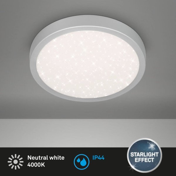 Badleuchte Briloner LED 18,5W Ø 28CM IP44 Badleuchte Sternenhimmel Badezimmer 4000K Rund Silber