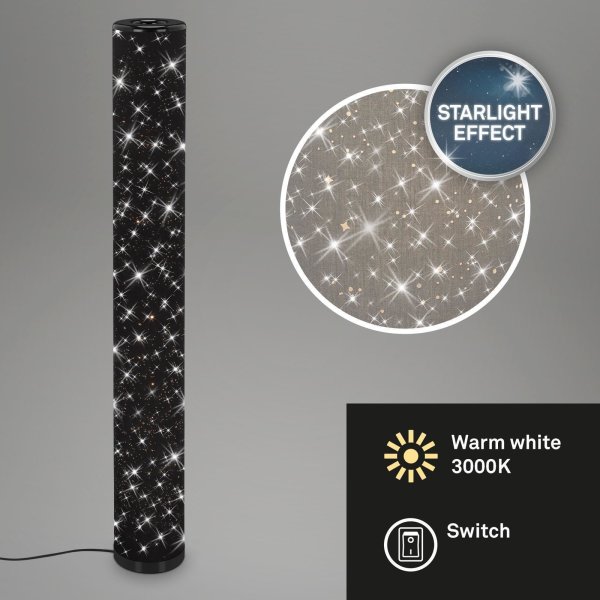 B-Kartonage Stehleuchte Briloner LED 12W Ø 13CM Stehlampe Sternenhimmel Kabelschalter 103,5CM 3000K Schwarz