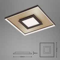 B-Kartonage Deckenleuchte Briloner Frame Pro Lux LED 33W 50CM Deckenlampe Dimmbar CCT Fernbedienung Eckig Gold-Braun