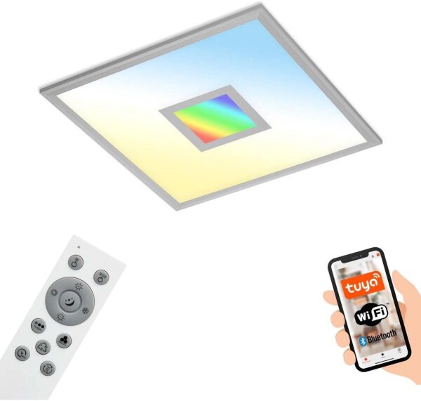 Deckenleuchte Briloner 24 Watt LED Deckenlampe mit RGB im Mittellicht Smarthome steuerbar CCT dimmbar Fernbedienung 44,5 cm