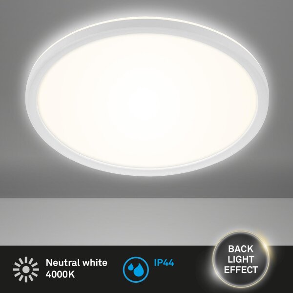 Briloner LED Badleuchte 22W Deckenleuchte Backlight IP44 Badezimmerlampe Neutralweiß Deckenlampe Rund Weiß