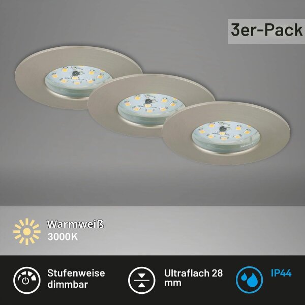 LED Einbauleuchte, 5,5 Watt, dimmbar, schwenkbar, IP23 – Briloner