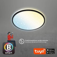 Deckenleuchte Briloner LED 24W Ø 33,3CM Deckenlampe Sternenhimmel CCT Dimmbar Backlight SmartHome Fernbedienung Rund Schwarz