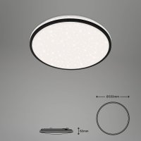 Deckenleuchte Briloner LED 24W Ø 33,3CM Deckenlampe Sternenhimmel CCT Dimmbar Backlight SmartHome Fernbedienung Rund Schwarz