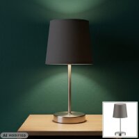 Tischleuchte Cesena, Nickelmatt / Grau, 42 Watt, E14-Fassung, Textil, Ø 14 cm – Action by Wofi