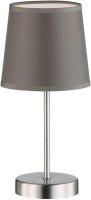 Tischleuchte Cesena, Nickelmatt / Grau, 42 Watt, E14-Fassung, Textil, Ø 14 cm – Action by Wofi