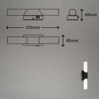 Badleuchte Briloner LED 7W 32CM Badezimmerlampe Schalter IP44 Wandleuchte 4000K Spiegelleuchte Schwarz