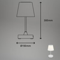 Akku-Tischleuchte, Silber, 3 Watt, 3300K, dimmbar, IP44, Ø 15 cm – Briloner
