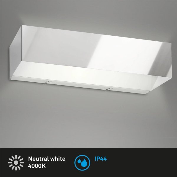 Badleuchte Briloner LED 8W 36CM Badezimmerlampe Metall Wandleuchte IP44 Spiegelleuchte Chrom