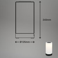 Akku-Tischlampe Leuchte, Schwarz, 3 Watt, 3300K, dimmbar, IP44, Ø 12,5 cm – Briloner