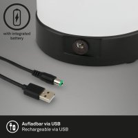 Akku Tischleuchte Briloner LED 3W Ø 12,5CM Akku Tischlampe IP44 Dimmbar Touch 3300K Außenleuchte  Schwarz