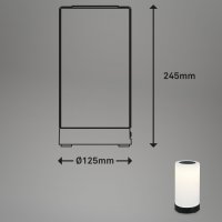 Akku Tischleuchte Briloner LED 3W Ø 12,5CM Akku Tischlampe IP44 Dimmbar Touch 3300K Außenleuchte  Schwarz