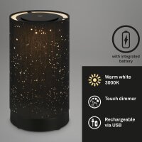 Akku-Tischleuchte, schwarz, 3 Watt, dimmbar, Ø...
