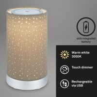 Tischleuchte Briloner Akku LED 3W USB Taupe Tischlampe