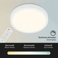 Deckenleuchte Briloner Aufbauleuchte LED Weiß Lichtfarbe verstellbar Fernbedienung 38 cm Deckenlampe